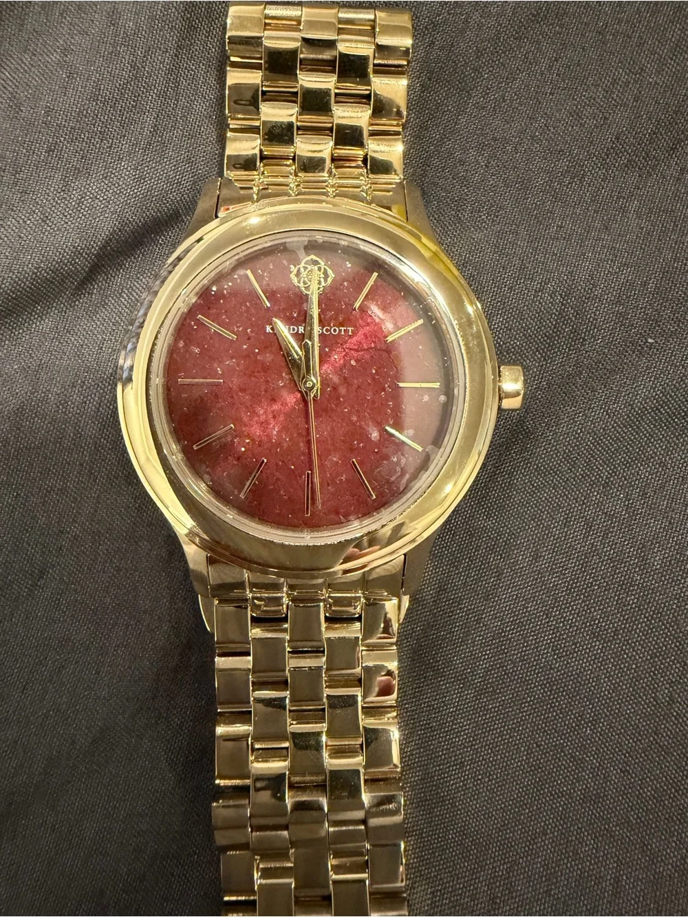 Kendra Scott Gold Bracelet Watch with Burgundy Dial